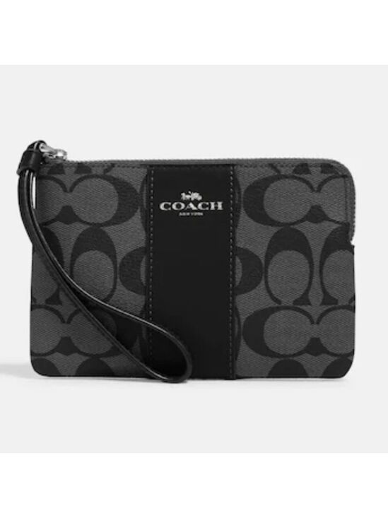 Coach Handbags - Coach Corner Zip Wristlet In Signature Canvas